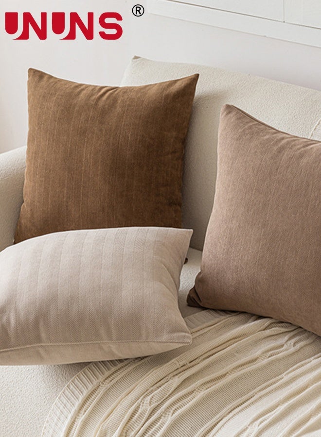 UNUNS Throw Pillow Covers,Pack of 3 Couch Throw Pillow Covers Neutral Chenille Soft Decorative Pillow Covers Boho Cushion Covers for Home Decor Sofa Bedroom Living Room（45*45cm） - Image 3